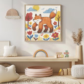 Süße Fuchs-Creide-Zeichnung Kind Poster