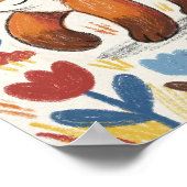 Süße Fuchs-Creide-Zeichnung Kind Poster (Ecke)