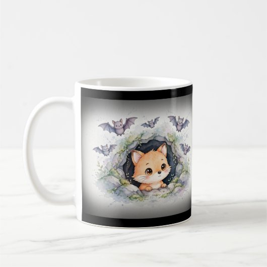 Süße Fuchs-Fledermaus-Höhlenfreunde Kaffeetasse (Links)