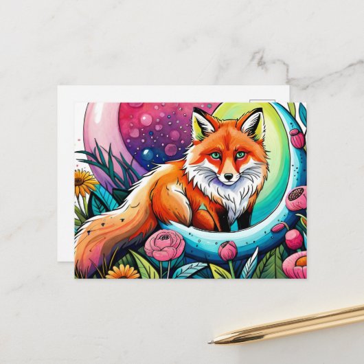 Süße Fuchs Tierliebhaber Postkarte (Vorderseite/Rückseite Beispiel)