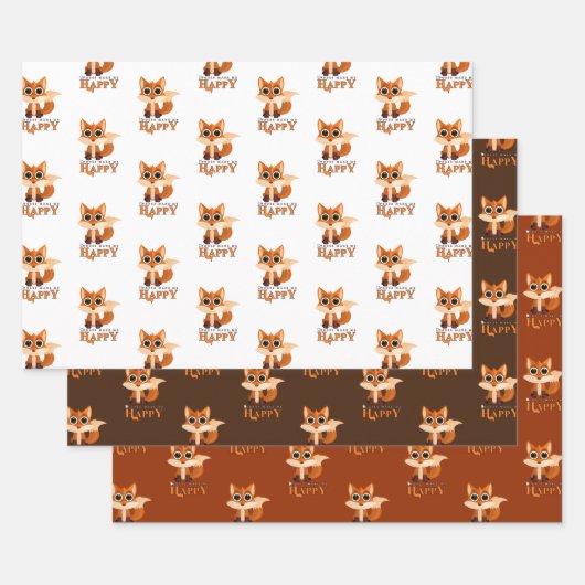 Süße Fuchs-Zitate „Füchse machen mich glücklich“ Geschenkpapier Set (Set)