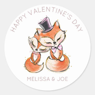 süße Füchse Valentinstag Monogramm Sticker