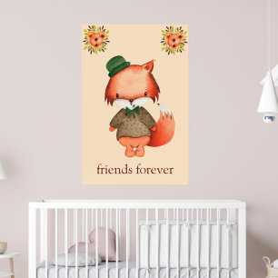 Süße Fuchsfreunde für immer Jungenzimmer Babyzimme Poster