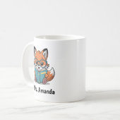 Süße Fuchsillustration beim Lesen eines Buches Kaffeetasse (Vorderseite Links)