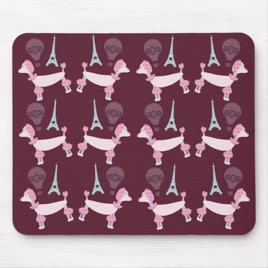 Süße Fünfziger Paris Pudel Mousepad (Vorne)