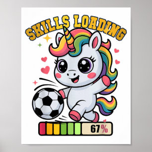 Süße Fußball-Einhorn-Fähigkeiten Laden Gewinnen Pr Poster