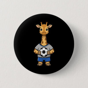Süße Fußball-Giraffe Footbyll-Spieler Tier Sport Button