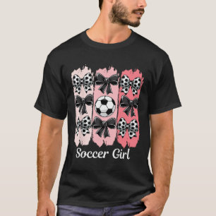 Süße Fußball Mädchen Coquette Schleife Fußball Mäd T-Shirt