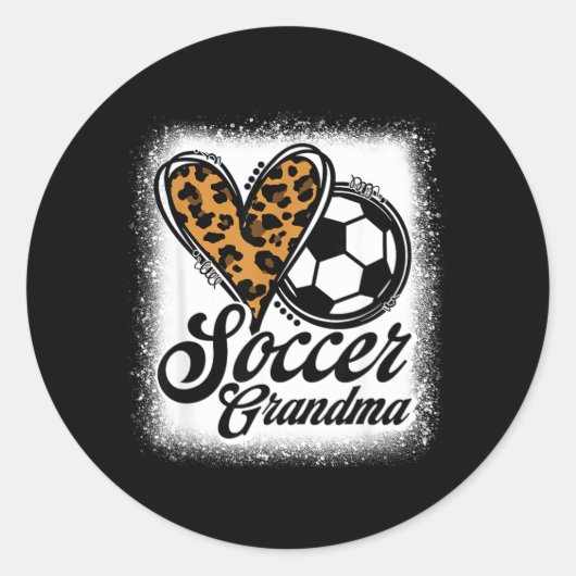 Süße Fußball-Oma Leopard Herz Runder Aufkleber (Vorderseite)