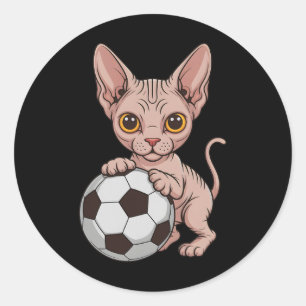 Süße Fußball Sphynx nur Mädchen das Katzen liebt B Runder Aufkleber