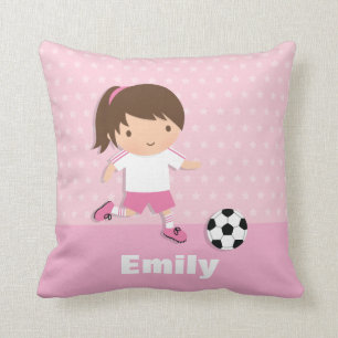 Süße Fußballerin Mädchen Rosa Wurfkissen Kissen