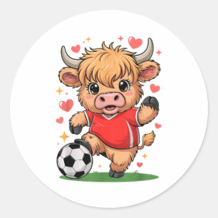 Süße Fußballfärse Einfach Mädchen Das Highland Co Runder Aufkleber