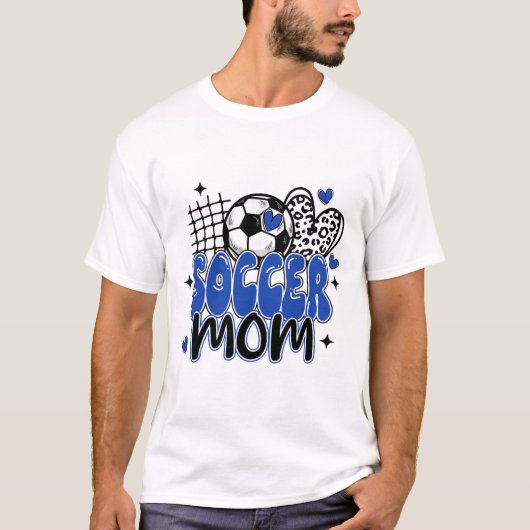 Süße Fußballmutter Leopard Lustige Fußballmutter M T-Shirt (Vorderseite)