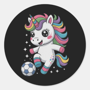 Süße Fußballspielerin, die einfach nur das Unicorn Runder Aufkleber