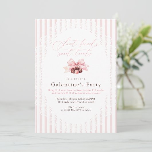Süße Galentine’s-Party Einladung (Stehend Vorderseite)
