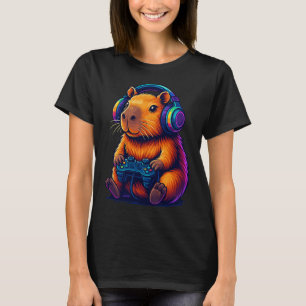 Süße Gamer-Capybara — mit Headset und Controller T-Shirt