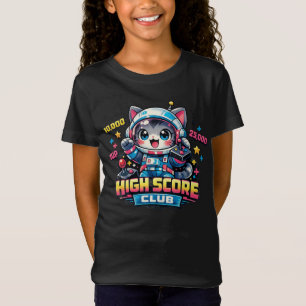 Süße Gamer-Katze Astronaut – High Score Club Kawai T-Shirt