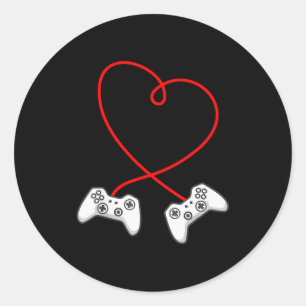 Süße Gamer Valentinstag Liebe Lustige Videospiele  Runder Aufkleber