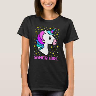 Süße Gamerin Regenbogen-Einhorn-Gaming Cool-Video T-Shirt