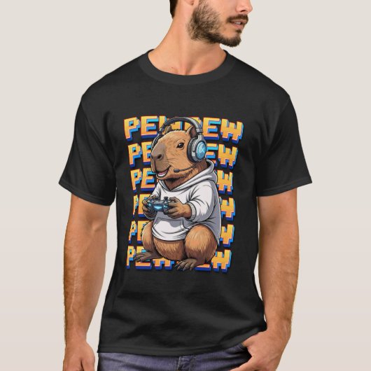 Süße Gaming Capybara Pew Videospiel Design T-Shirt (Vorderseite)
