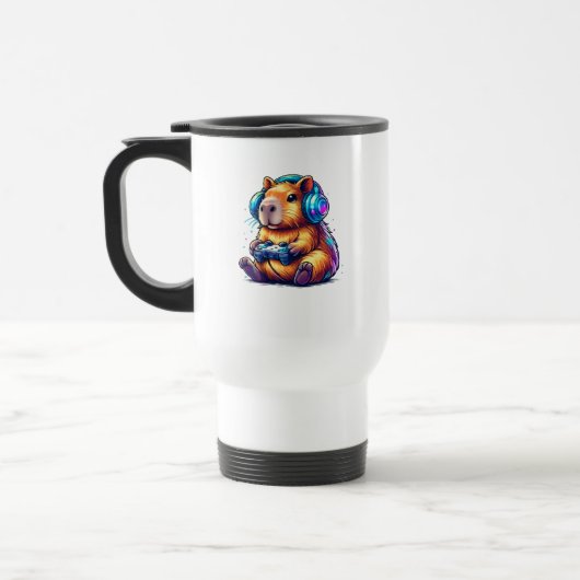 Süße Gaming-Capybara Reisebecher (Links)