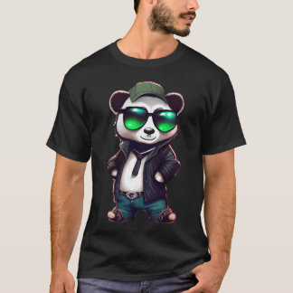 Süße Gangster-Comic-Panda trägt lustige Kleidung T-Shirt
