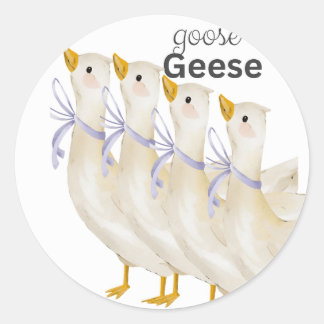 Süße Gans & Gänse Wasserfarbillustration Runder Aufkleber