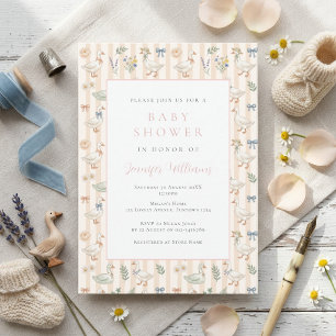 Süße Gans gestreifte Babyparty-Einladung Einladung