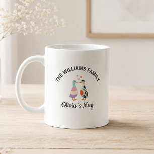 Süße Gans Liebesvögel mit Namen Kaffeetasse