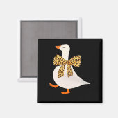 Süße Gans Tante Leopard Schleife Lustiger Tierlieb Magnet (Vorderseite/Rückseite)