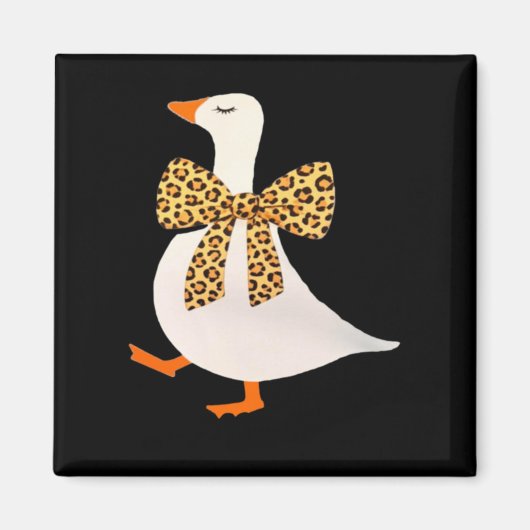 Süße Gans Tante Leopard Schleife Lustiger Tierlieb Magnet (Vorne)