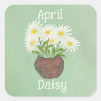 Süße Gänseblümchen April Geburtstags-Geburtstag Quadratischer Aufkleber
