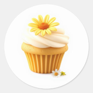 Süße Gänseblümchen-Cupcake-Aufkleber Runder Aufkleber