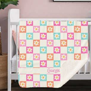 Süße Gänseblümchen-Karo einfaches buntes Design Sherpadecke