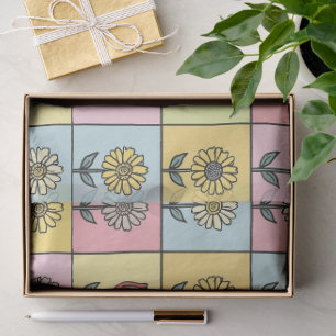 Süße Gänseblümchen Rot Pink Aqua Blau Blumen Muste Seidenpapier