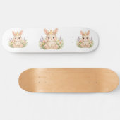 Süße Garten-Hasen-Wasserfarben-Kunst Skateboard (Horizontal)