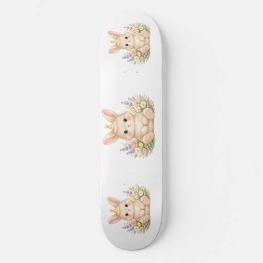 Süße Garten-Hasen-Wasserfarben-Kunst Skateboard (Vorderseite)