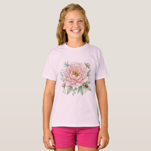 Süße Garteninsekten Pfingstrose Wasserfarbenkunst T-Shirt