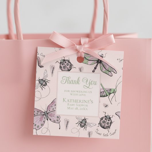Süße Garteninsekten Rosa Danke Geschenkanhänger