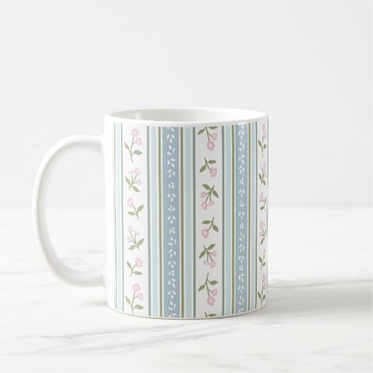 Süße Gartenstreifen-Blumen-Kaffeetasse Kaffeetasse (Links)