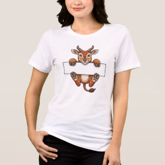 Süße Gazelle hält leeres Schild Cartoon Tri-Blend Shirt