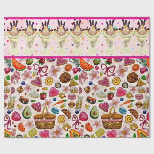 Süße Gebäck Süßigkeiten Geschenkpapier (Flach)