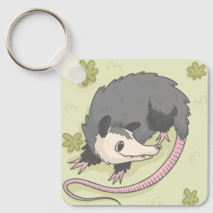 Süße gebogene Opossum-Cartoon-Kunst Schlüsselanhänger
