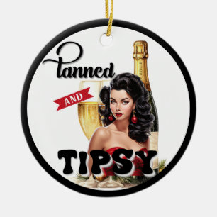 Süße gebräunte und angeheiterte Pinup-Dame Keramik Ornament