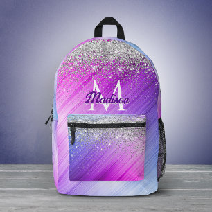 Süße gebürstete violette falsche Silber-Glitzer-Mo Bedruckter Rucksack