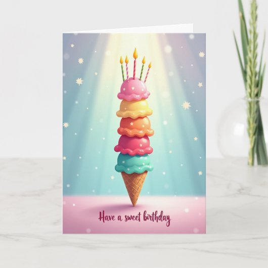 Süße Geburtstag-Eiscreme-Stack-Karte Karte (Vorderseite)