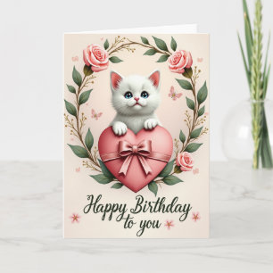 Süße Geburtstag-Kätzchen-Rosen-Karte Karte