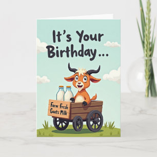 Süße Geburtstag-Ziegen-Karren-Karte Karte