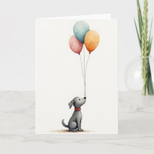 Süße Geburtstags-Ballon-Hund-Karte Karte