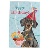 Süße Geburtstags-Dackel Mittlere Geschenktüte (Rückseite)